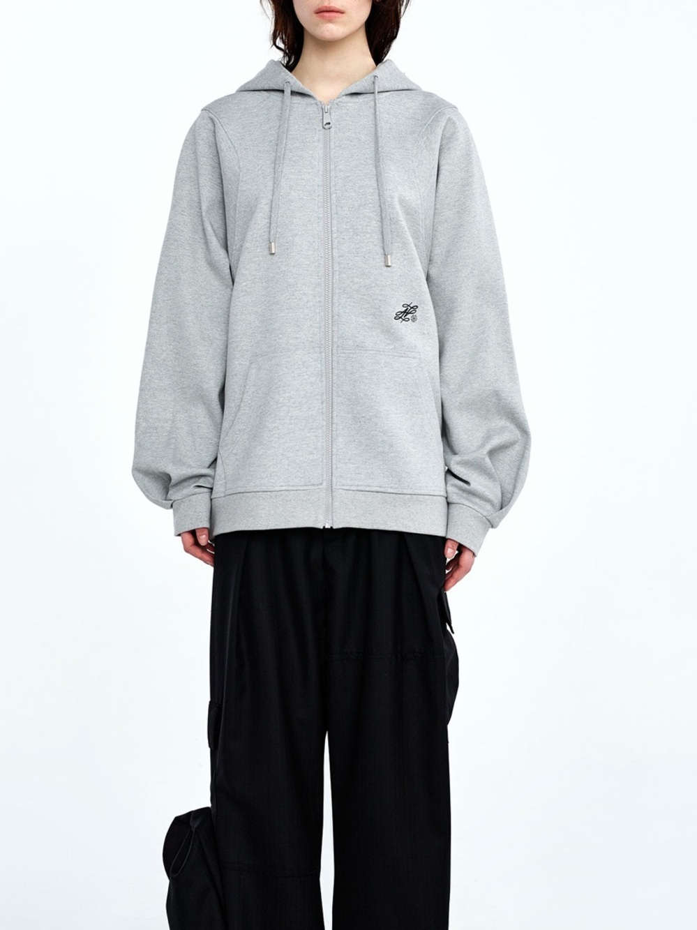 Ader Error Sz A3 Light Gray Zip-Up Hoodie Sweater Sweatshirt Unisex Streetstyle.
